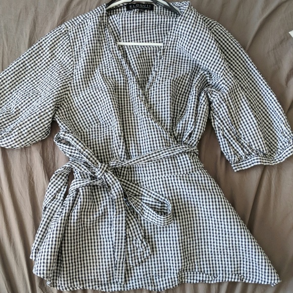 Eloquii Tops - Eloquii Gingham Wrap Top Eloquii Tops - Eloquii Gingham Wrap Top